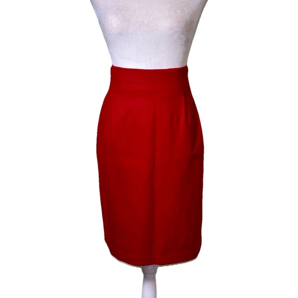 Women’s Red Wool Tailored Pencil Skirt Classic Corporate Work Office Business 14